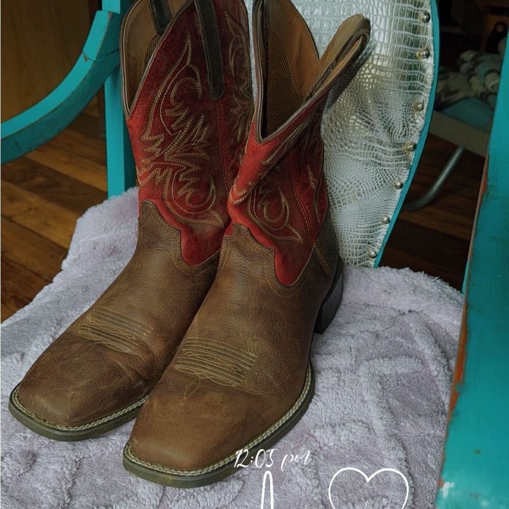 Brown and Red Western Boots like new! Worn for 2 hours! $200 original price